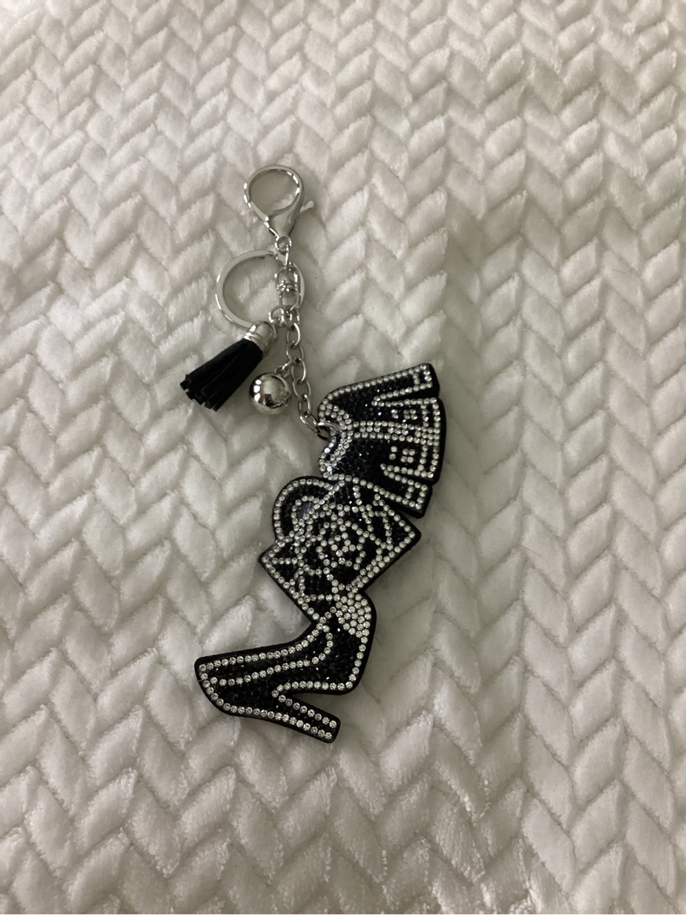 Rhinestone Show, purse & Jacket Purse or Keychain Charm - Black & Silver - Picture 2 of 3